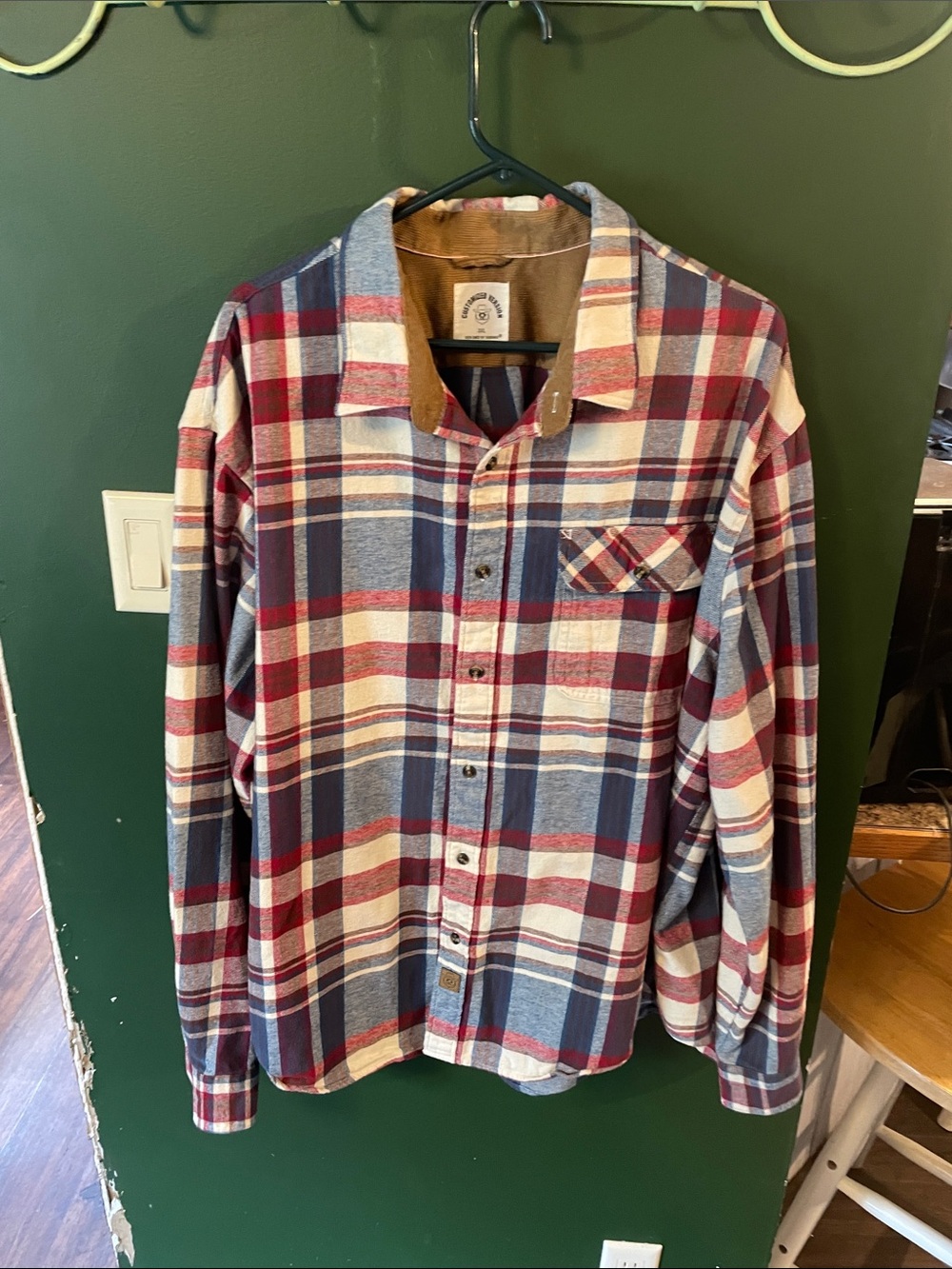 Dubinik Flannel Plaid Shirt Men’s 3XL Corduroy Collar Customized Version